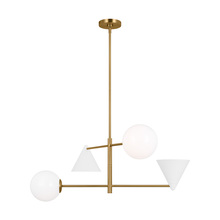 Visual Comfort & Co. Studio Collection AEC1104MWTBBS - Cosmo mid-century modern 4-light indoor dimmable large ceiling chandelier in burnished brass gold fi