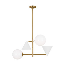 Visual Comfort & Co. Studio Collection AEC1114MWTBBS - Cosmo mid-century modern 4-light indoor dimmable medium ceiling chandelier in burnished brass gold f