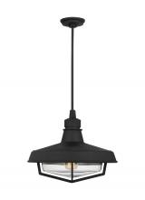 Visual Comfort & Co. Studio Collection TO1021TXB - Hollis Transitional 1-Light Outdoor Exterior Large Pendant Ceiling Hanging Lantern Light