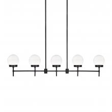 Russell Lighting LP3885/BK/OP - Liberty - 5 Light Linear Pendant in Black with Opal Glass