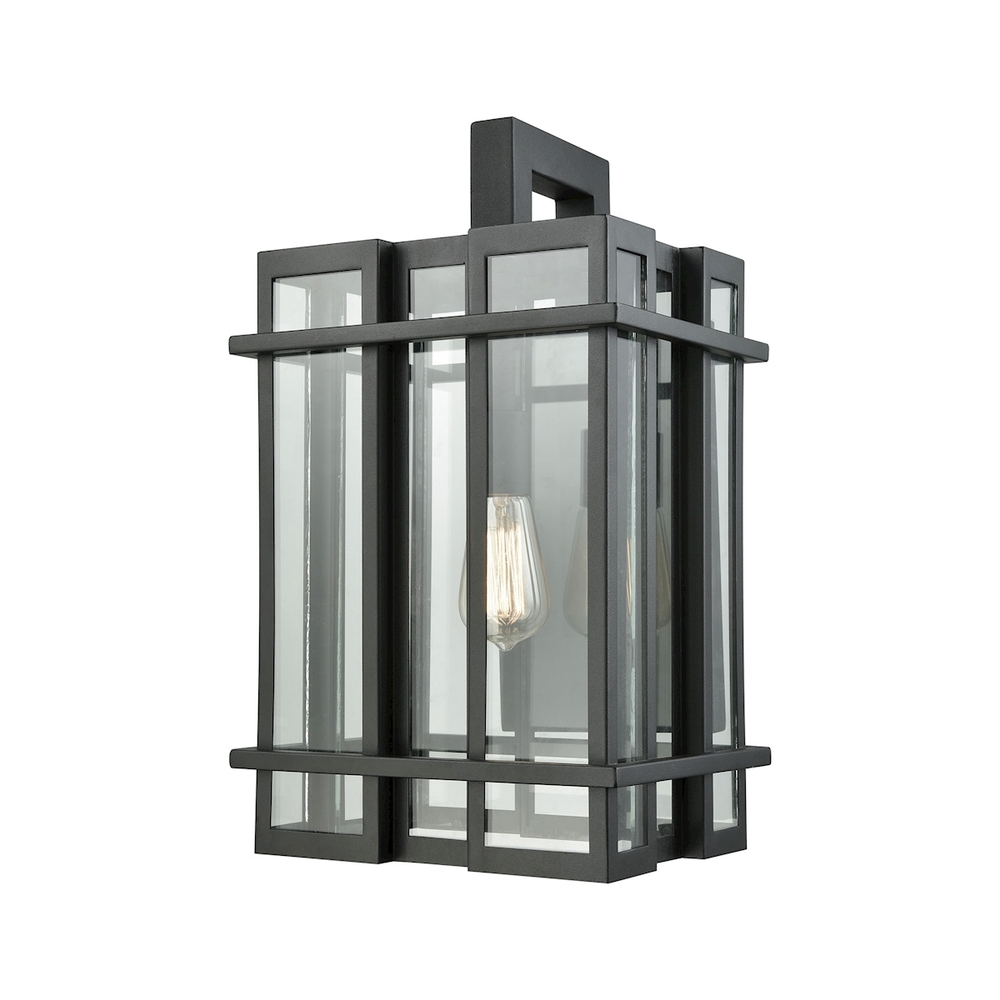 Glass Tower 1-Light Outdoor Sconce in Matte Black