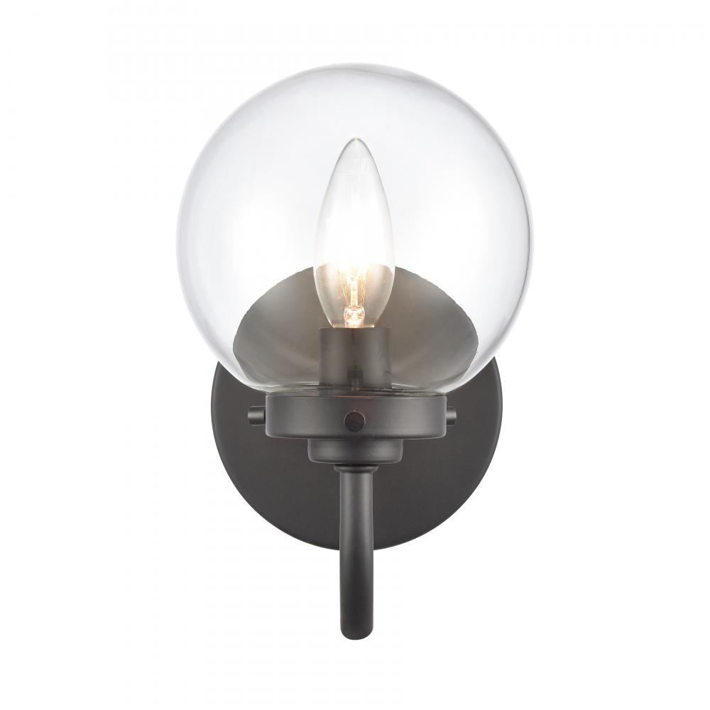 Fairbanks 8.5'' High 1-Light Sconce - Matte Black with Clear