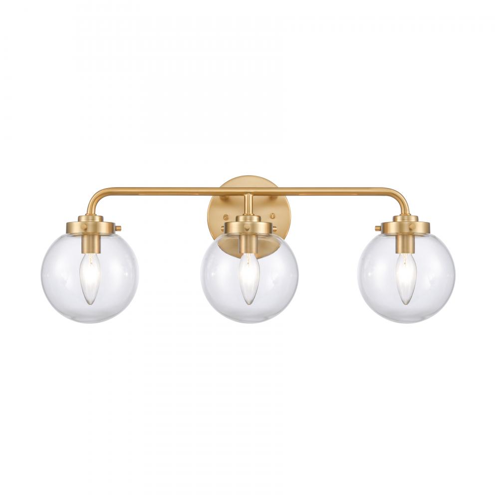 Fairbanks 22.75'' Wide 3-Light Vanity Light - Brushed Gold and Clear