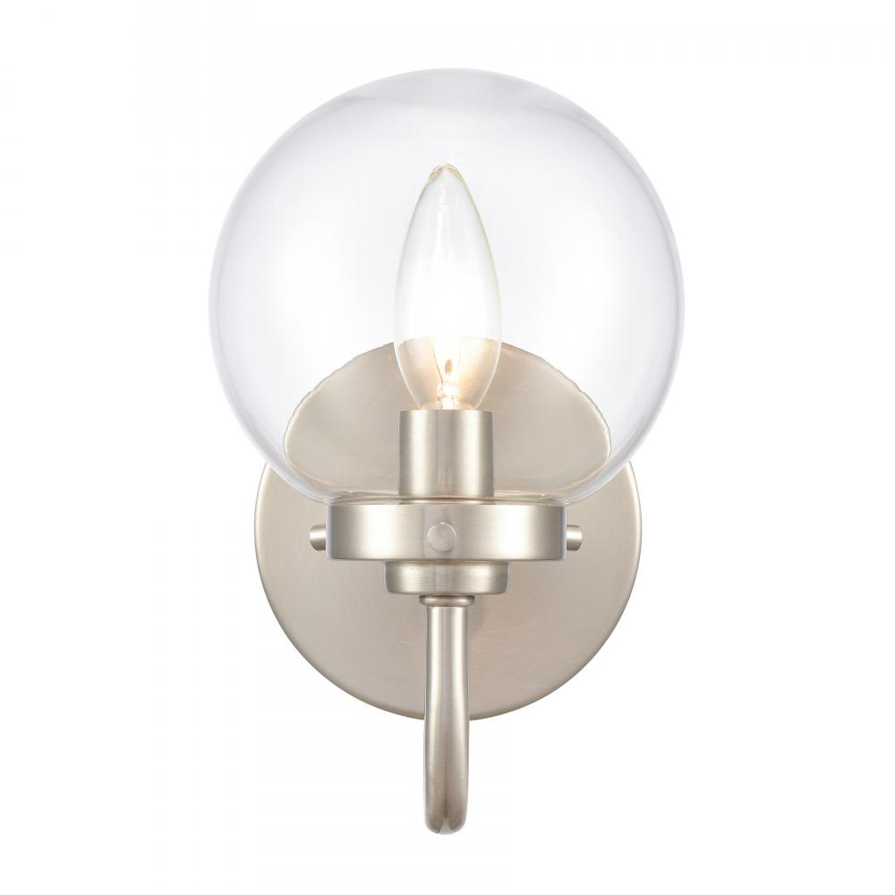 Fairbanks 8.5'' High 1-Light Sconce - Brushed Nickel and Clear