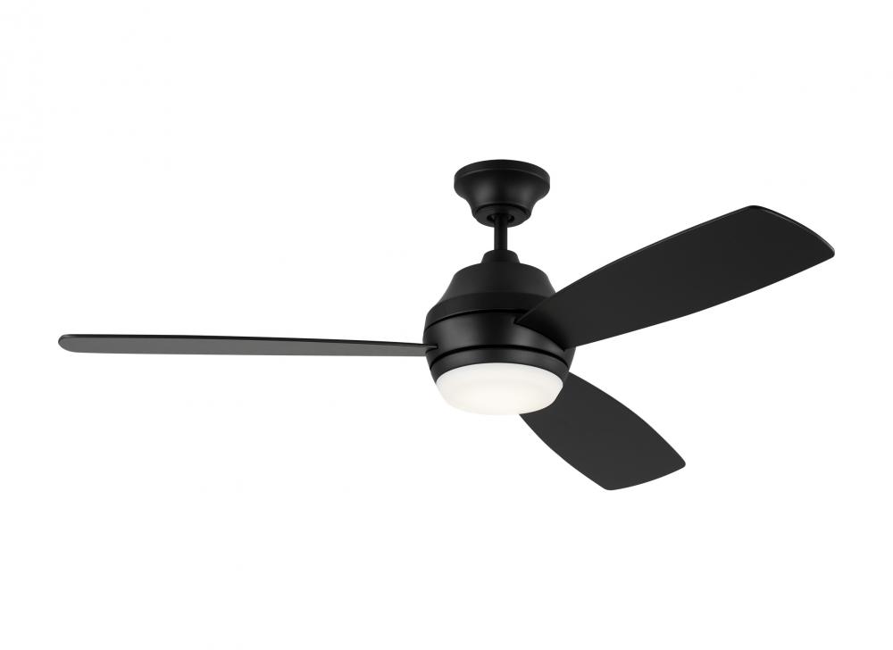 Ikon 52-inch indoor/outdoor integrated LED dimmable ceiling fan in midnight black finish