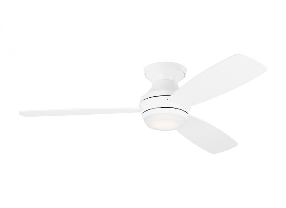 Ikon 52" Dimmable Integrated LED Indoor Matte White Hugger Ceiling Fan with Light Kit